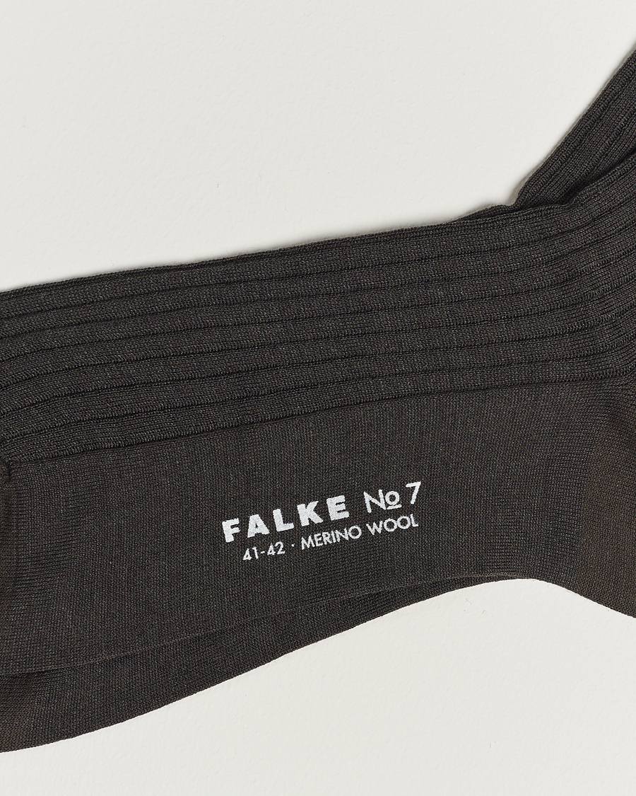 Heren |  | Falke | No. 7 Finest Merino Ribbed Socks Brown