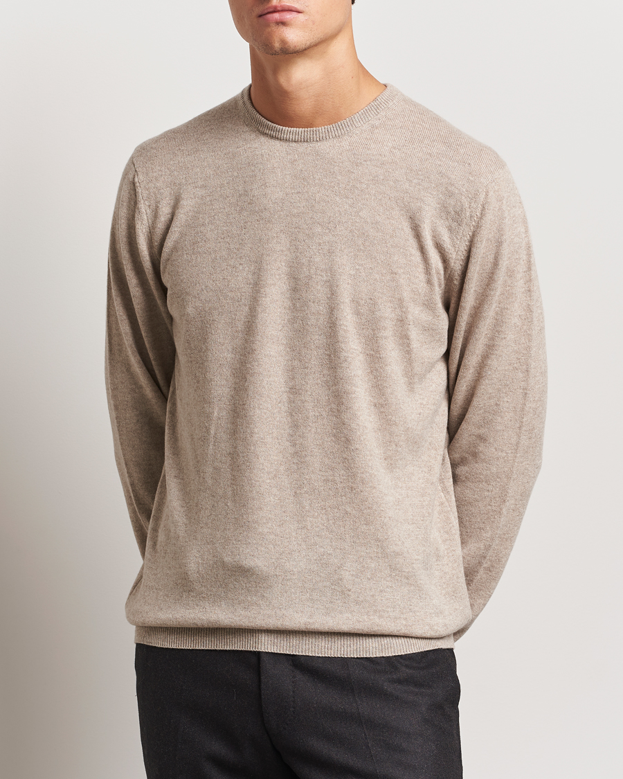 Heren |  | Piacenza Cashmere | Cashmere Crew Neck Sweater Beige