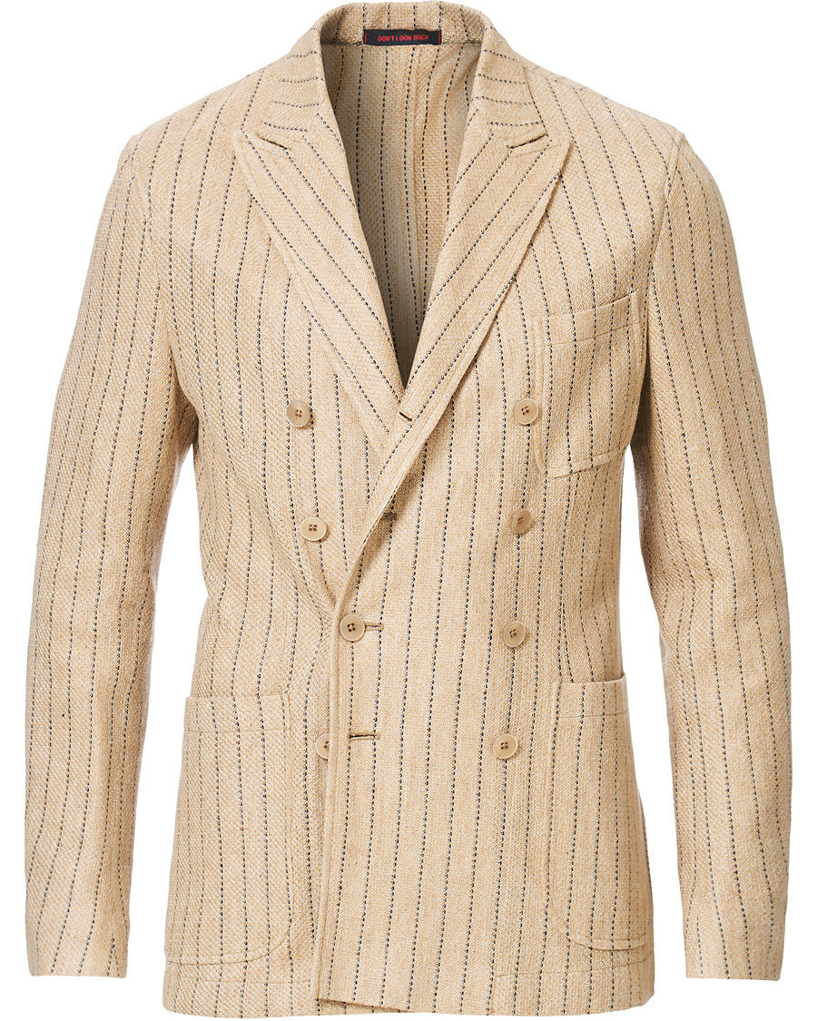 Heren | Blazers | The Gigi | Linen Striped Cardigan Blazer Beige