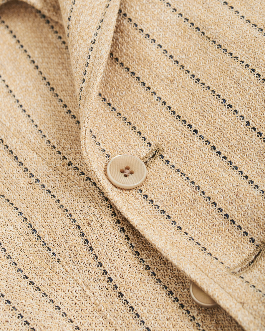Heren | Blazers | The Gigi | Linen Striped Cardigan Blazer Beige