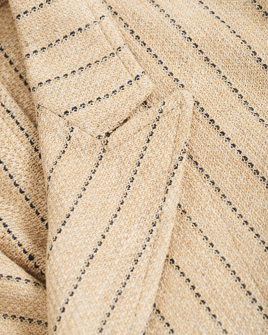 Heren | Blazers | The Gigi | Linen Striped Cardigan Blazer Beige