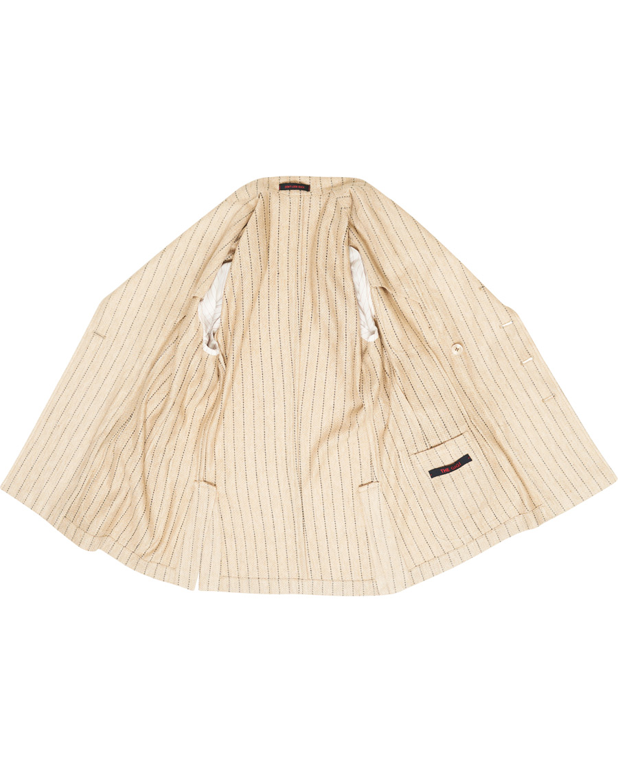 Heren | Blazers | The Gigi | Linen Striped Cardigan Blazer Beige