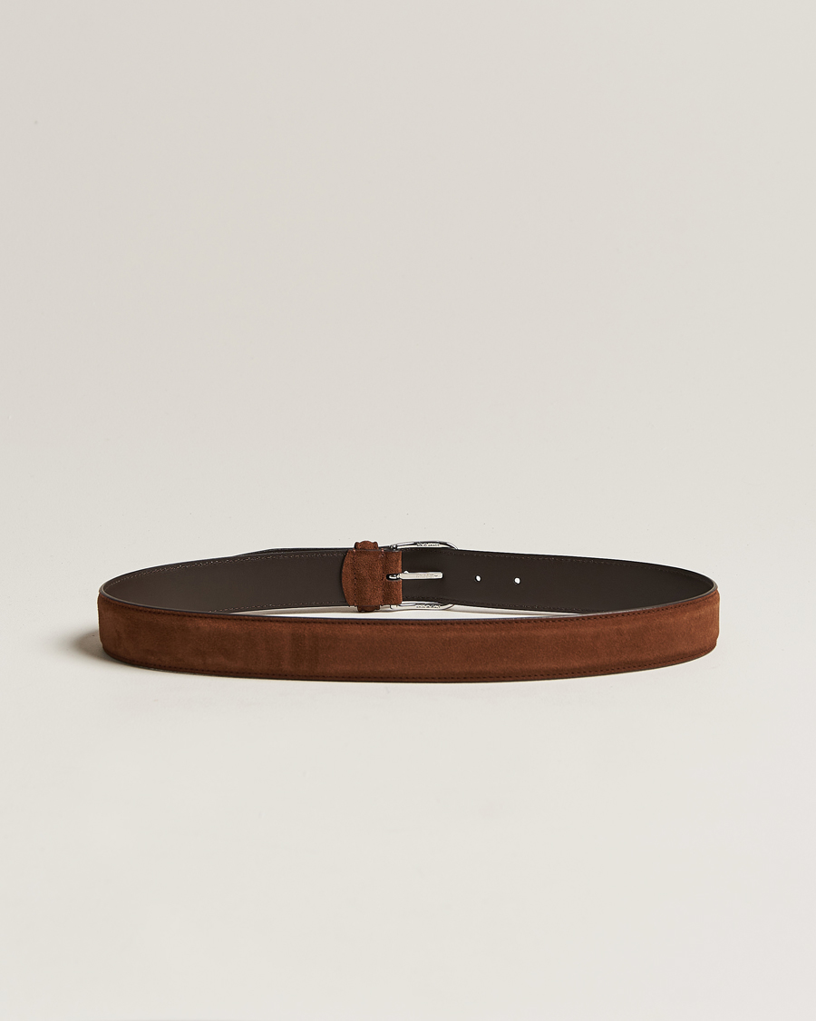 Heren | Accessoires | Anderson\'s | Suede 3,5 cm Belt Brown