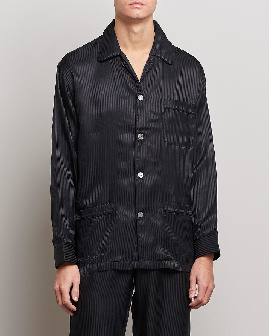 Heren |  | Derek Rose | Striped Silk Pyjama Set Black