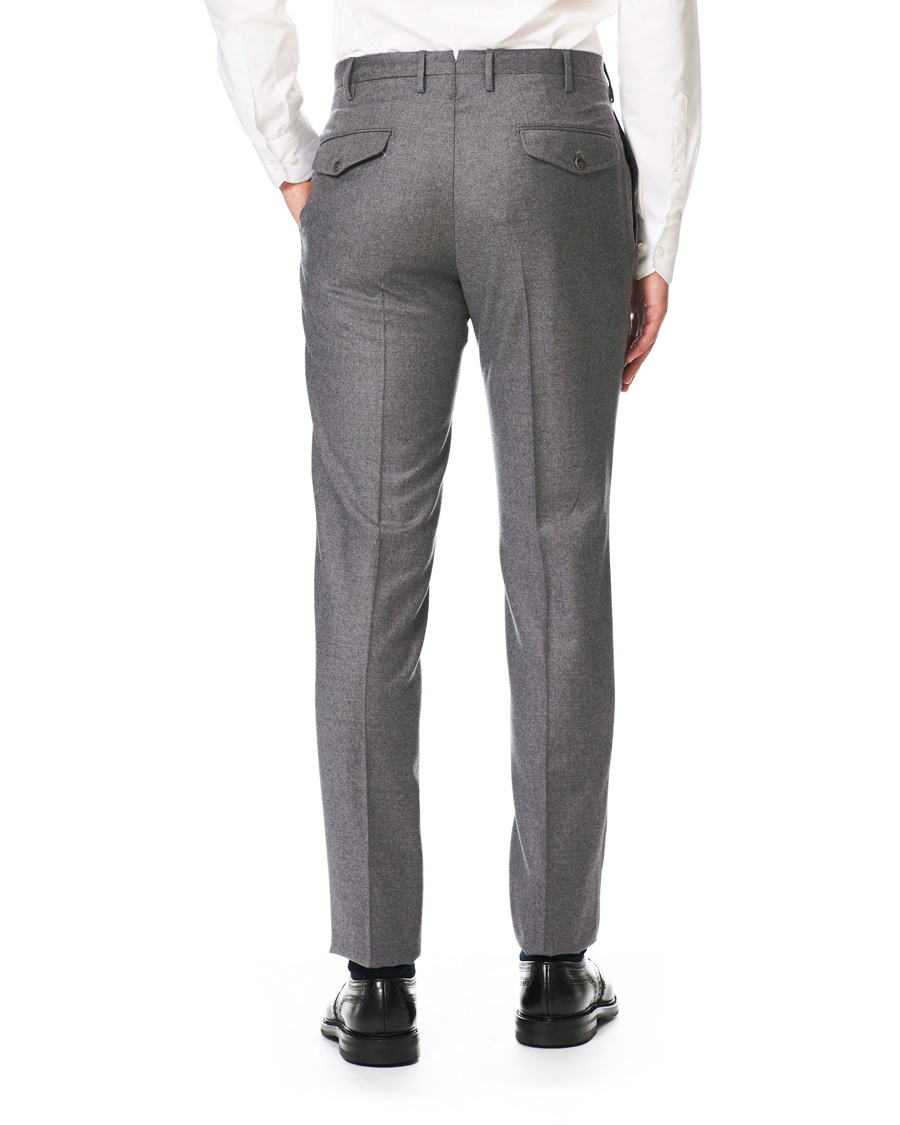 Heren | Broeken | Incotex | Slim Fit Pleated Flannel Trousers Grey Melange