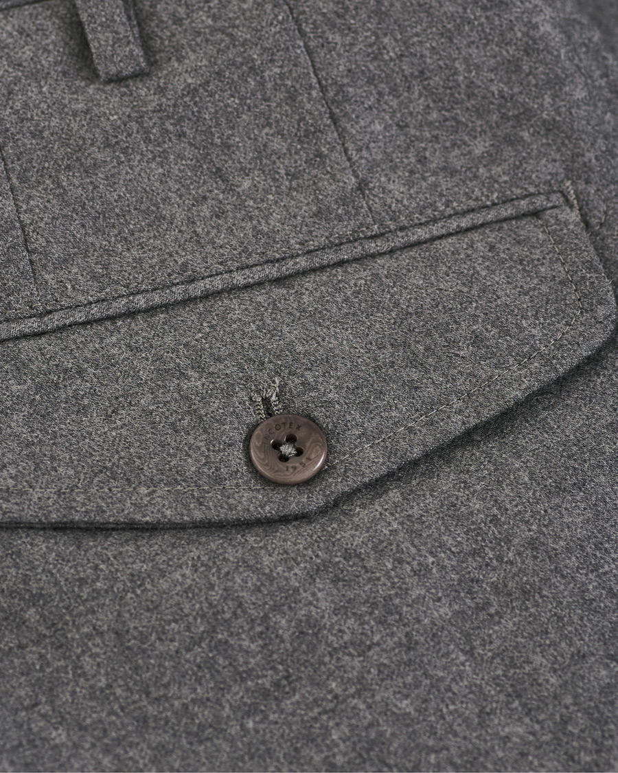 Heren | Broeken | Incotex | Slim Fit Pleated Flannel Trousers Grey Melange