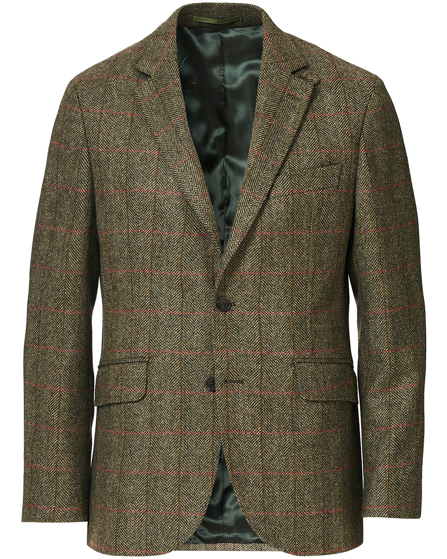 Heren | Blazers | Hackett | Herringbone Checked Tweed Blazer Green