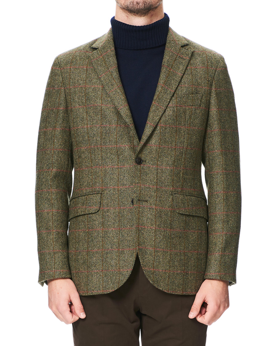 Heren | Blazers | Hackett | Herringbone Checked Tweed Blazer Green