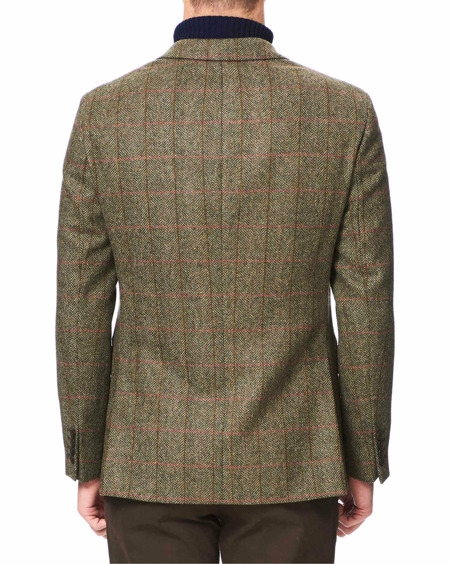 Hackett Herringbone Checked Tweed Blazer Green Man CareOfCarl