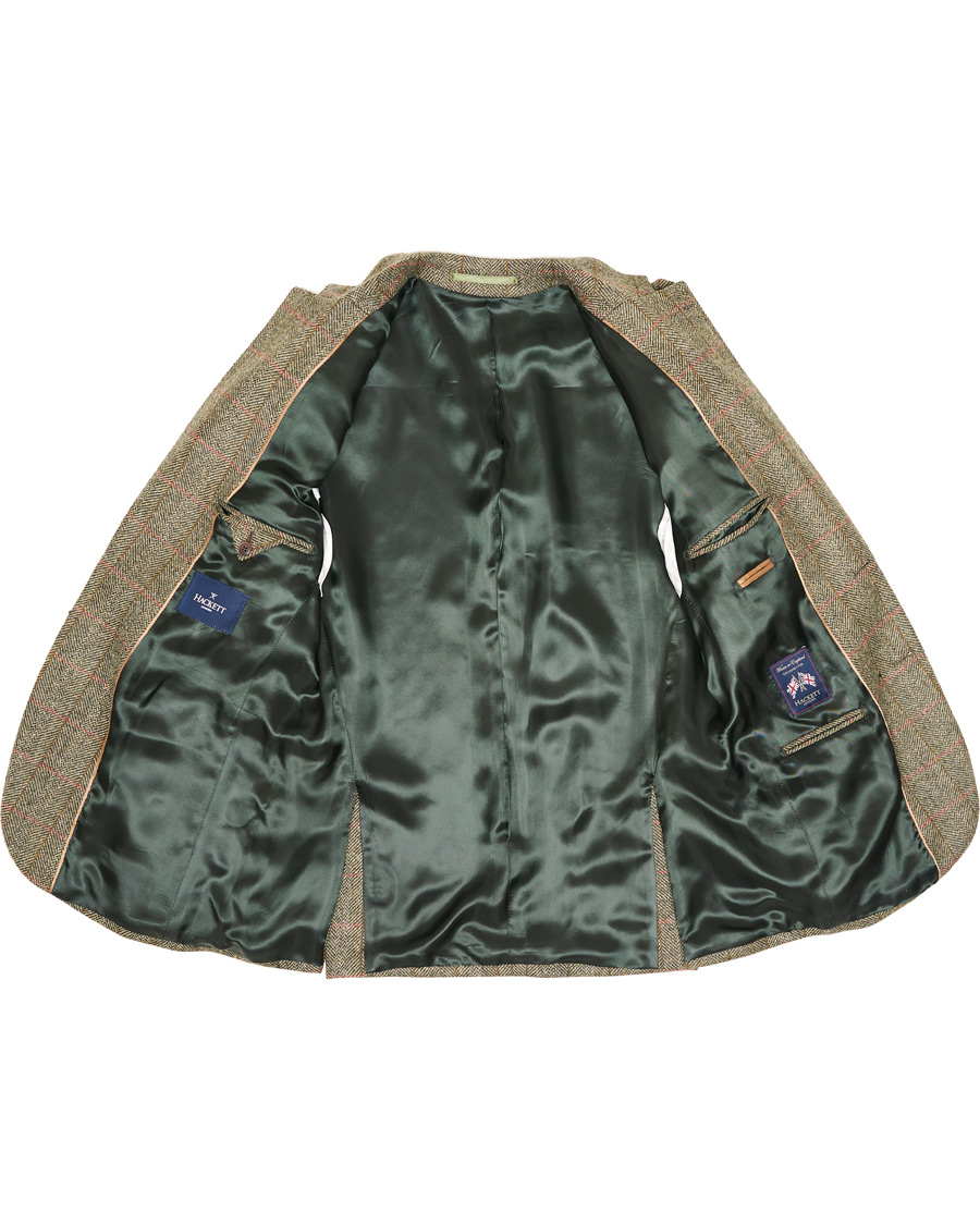Heren | Blazers | Hackett | Herringbone Checked Tweed Blazer Green