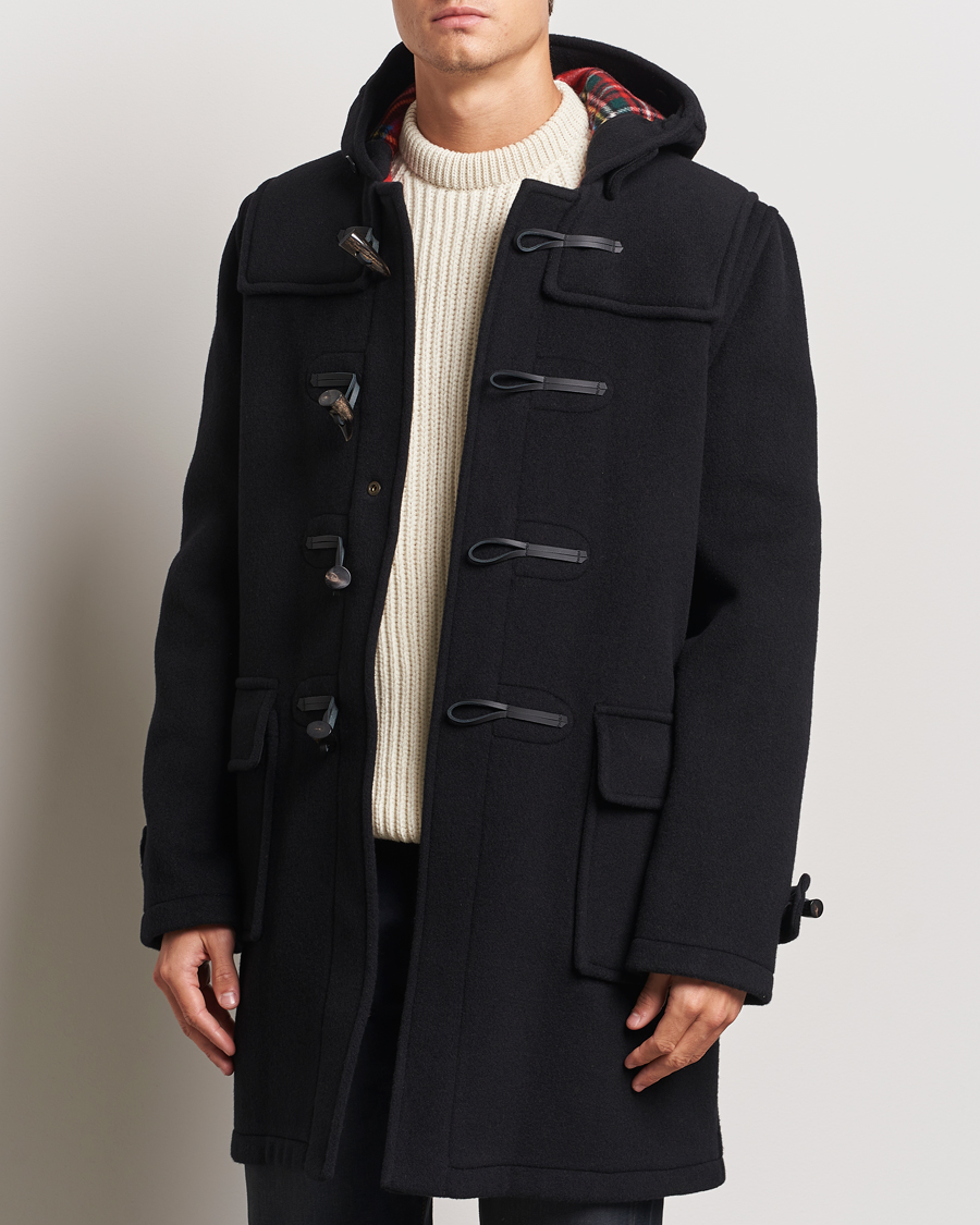 Heren |  | Gloverall | Morris Duffle Coat Black/Royal Stewart