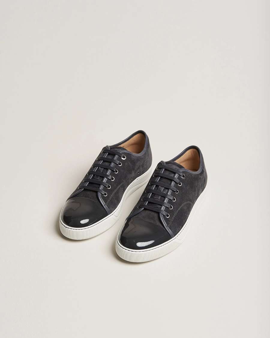 Heren |  | Lanvin | Patent Cap Toe Sneaker Dark Grey
