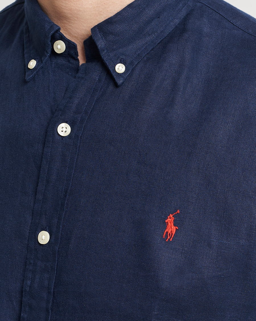 Heren | Overhemden | Polo Ralph Lauren | Slim Fit Linen Button Down Shirt Newport Navy