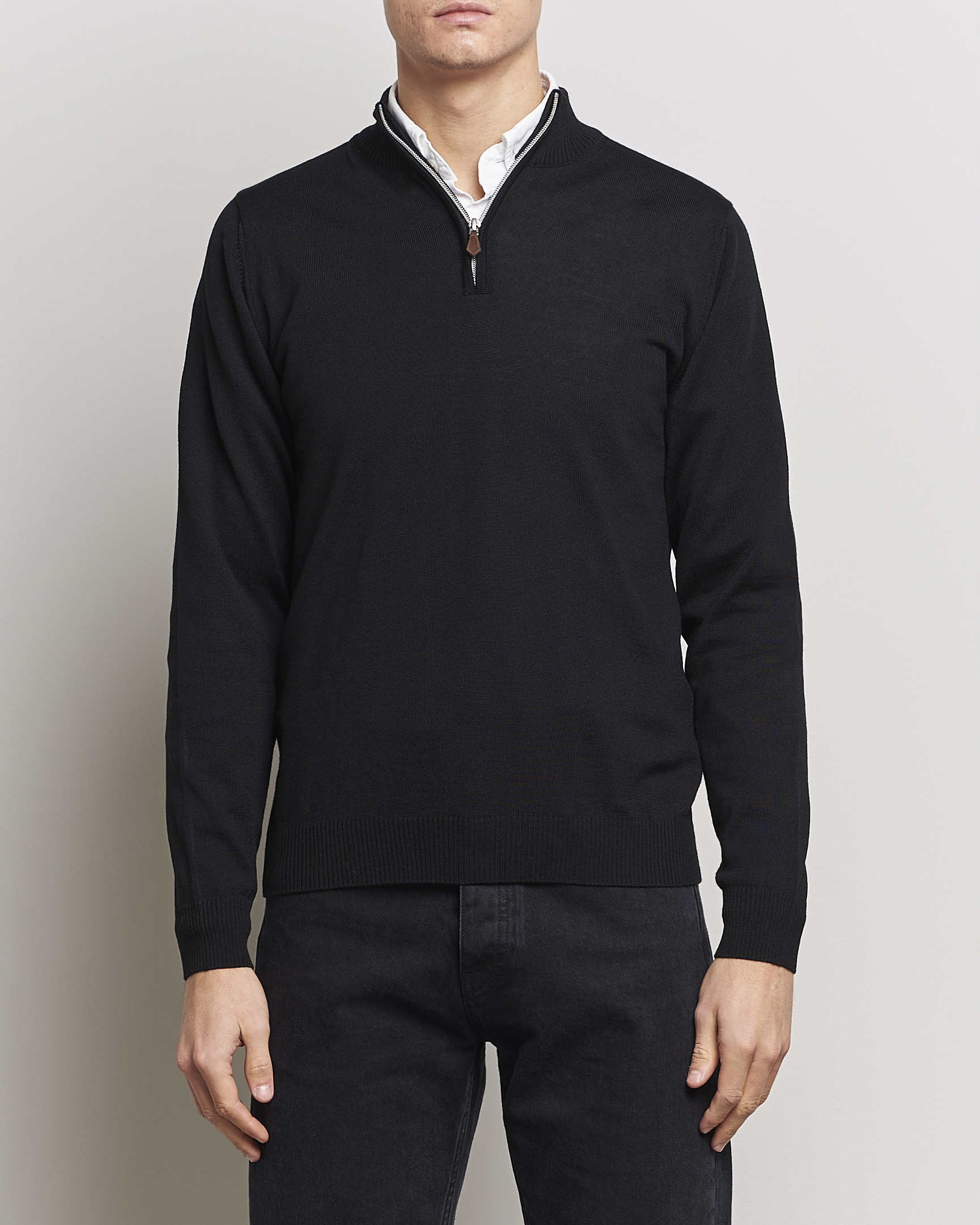 Heren |  | Stenströms | Merino Half Zip Black