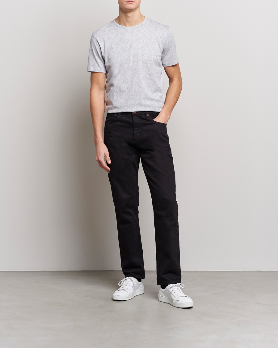Heren | T-shirts | Stenströms | Solid Cotton T-Shirt Grey Melange