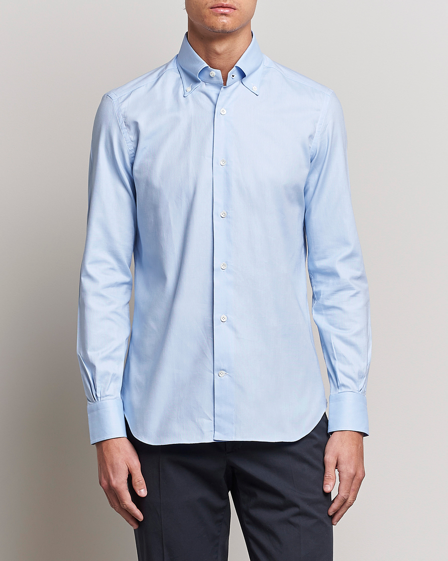 Heren |  | Mazzarelli | Soft Oxford Button Down Shirt Light Blue