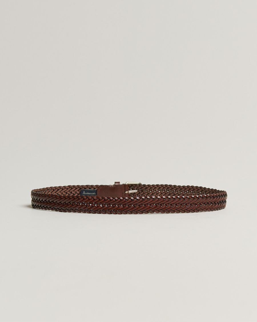 Heren |  | Anderson\'s | Woven Leather Belt 3 cm Cognac