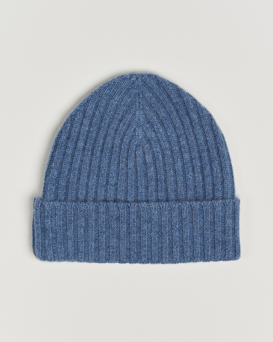 Heren |  | Amanda Christensen | Rib Knitted Cashmere Cap Blue Melange