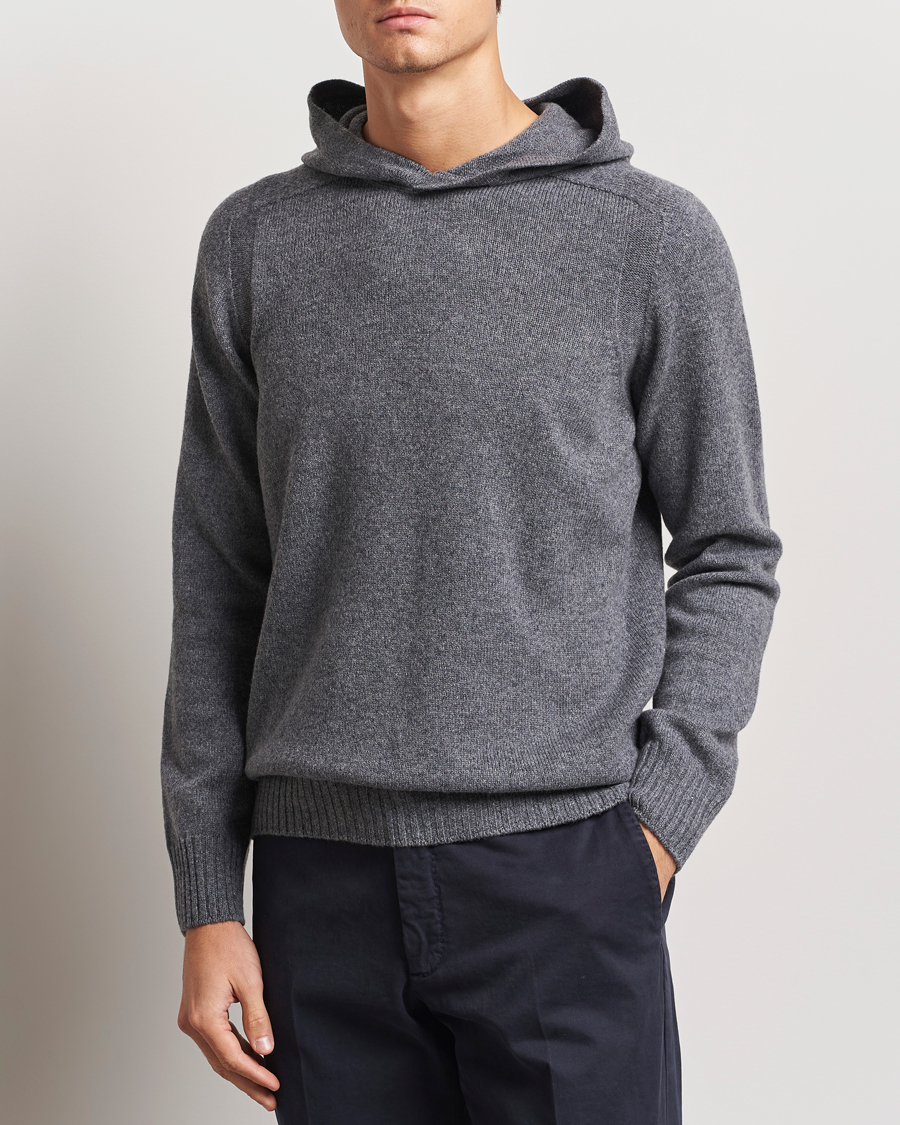 Heren |  | Gran Sasso | Wool Hoodie Grey Melange