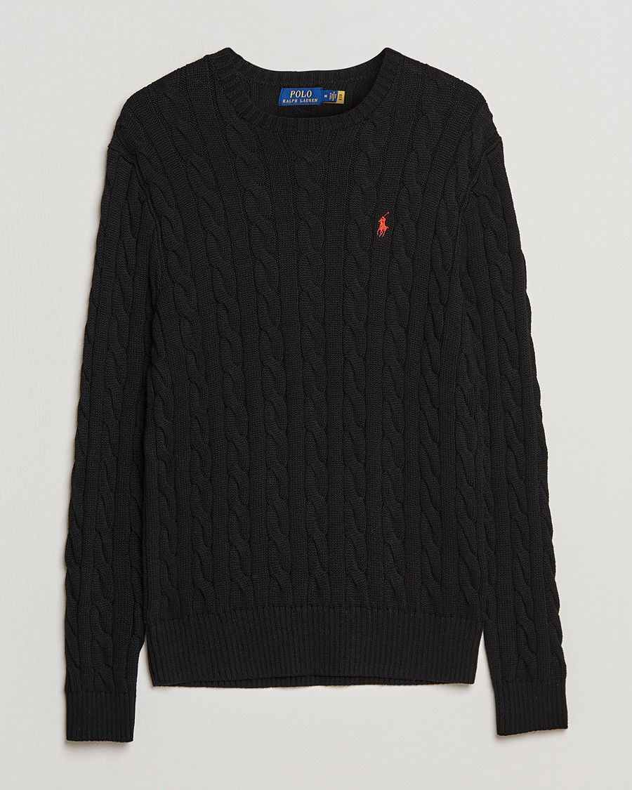 Polo Ralph Lauren Cotton Cable Pullover Polo Black Man CareOfCarl