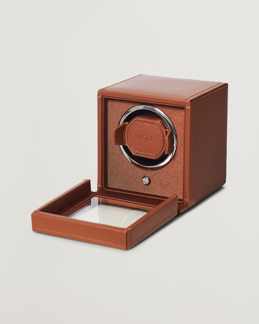 Heren |  | WOLF | Cub Single Winder With Cover Cognac