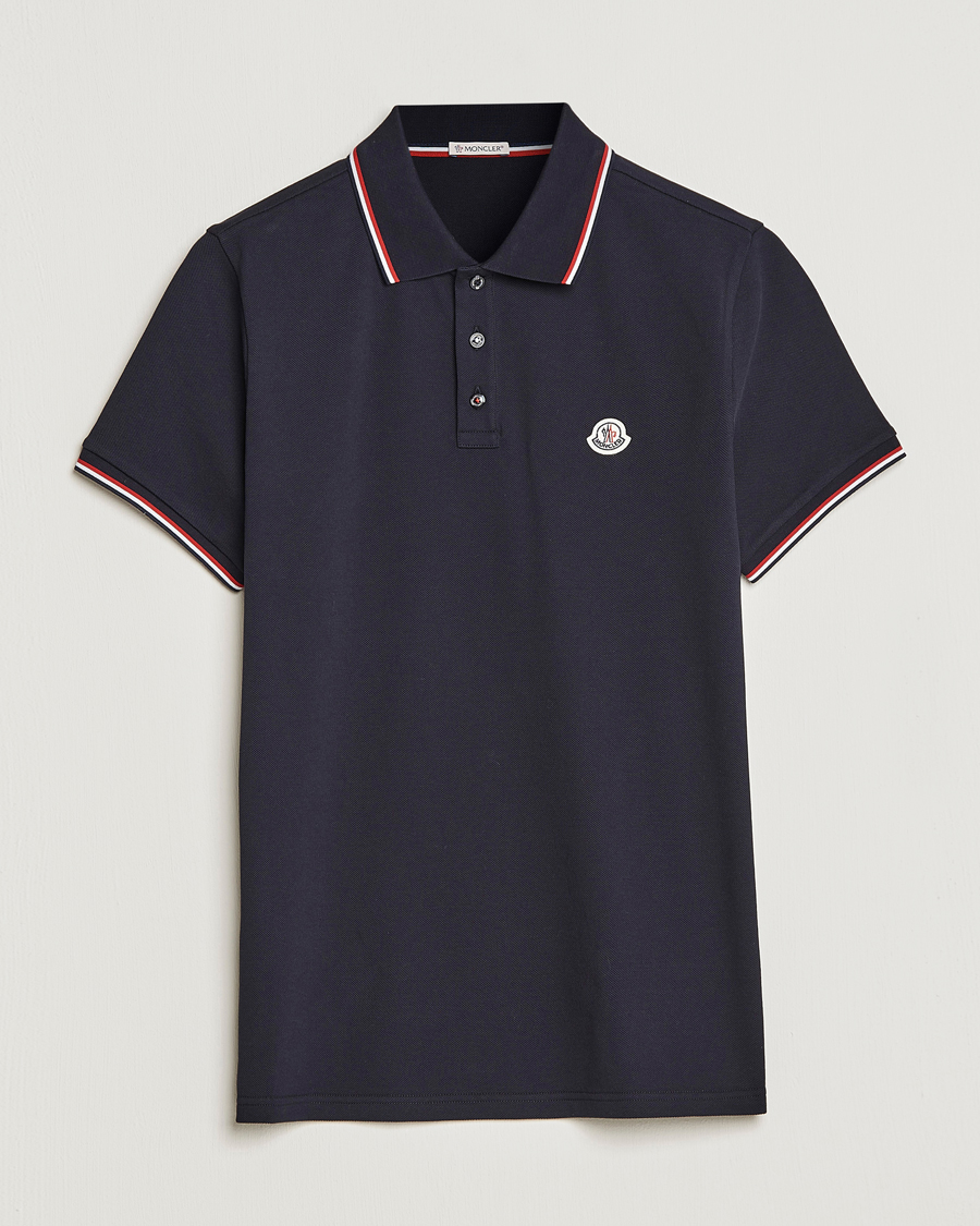 Moncler Contrast Rib Polo Navy Man CareOfCarl