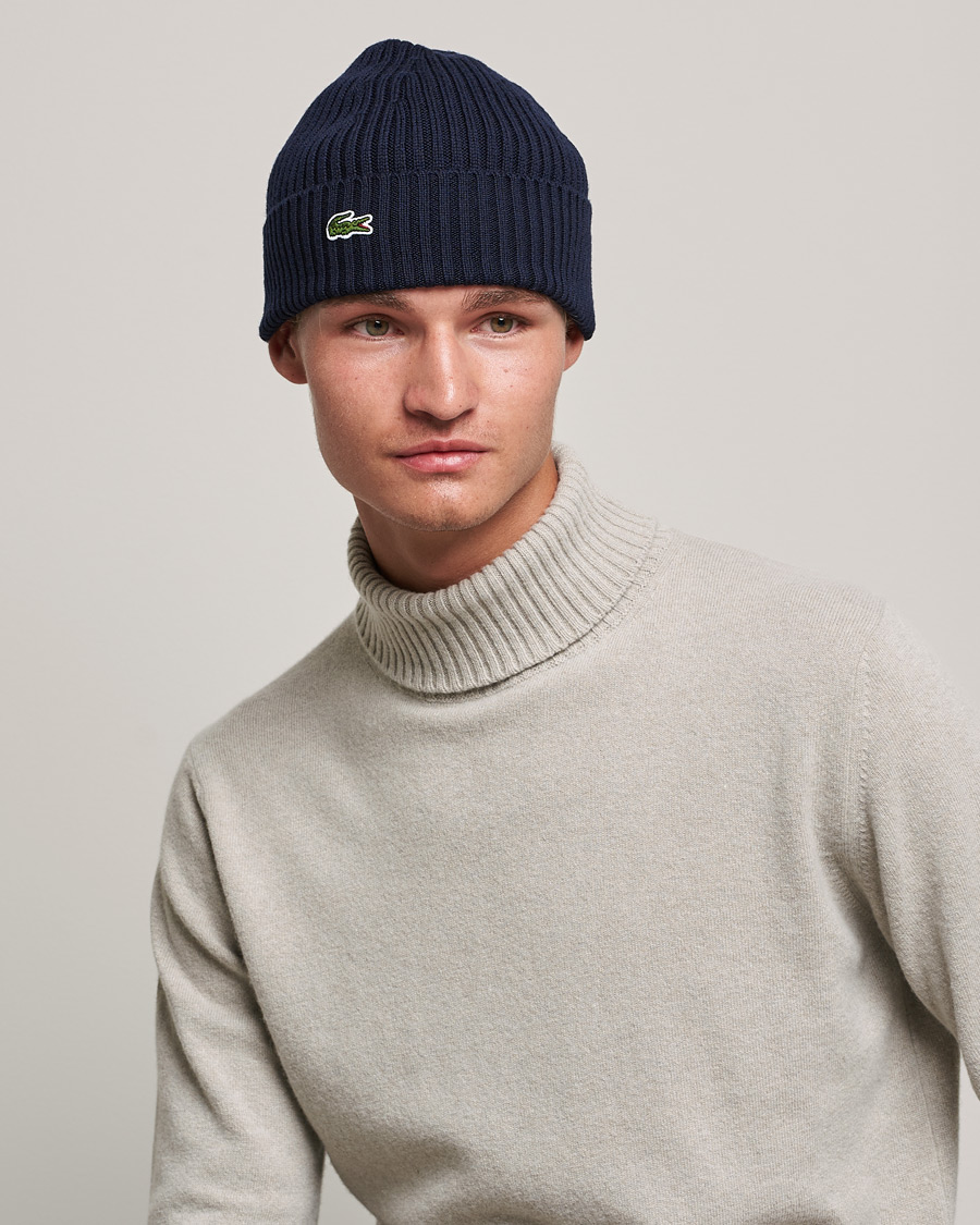 Lacoste ribbed wool clearance beanie