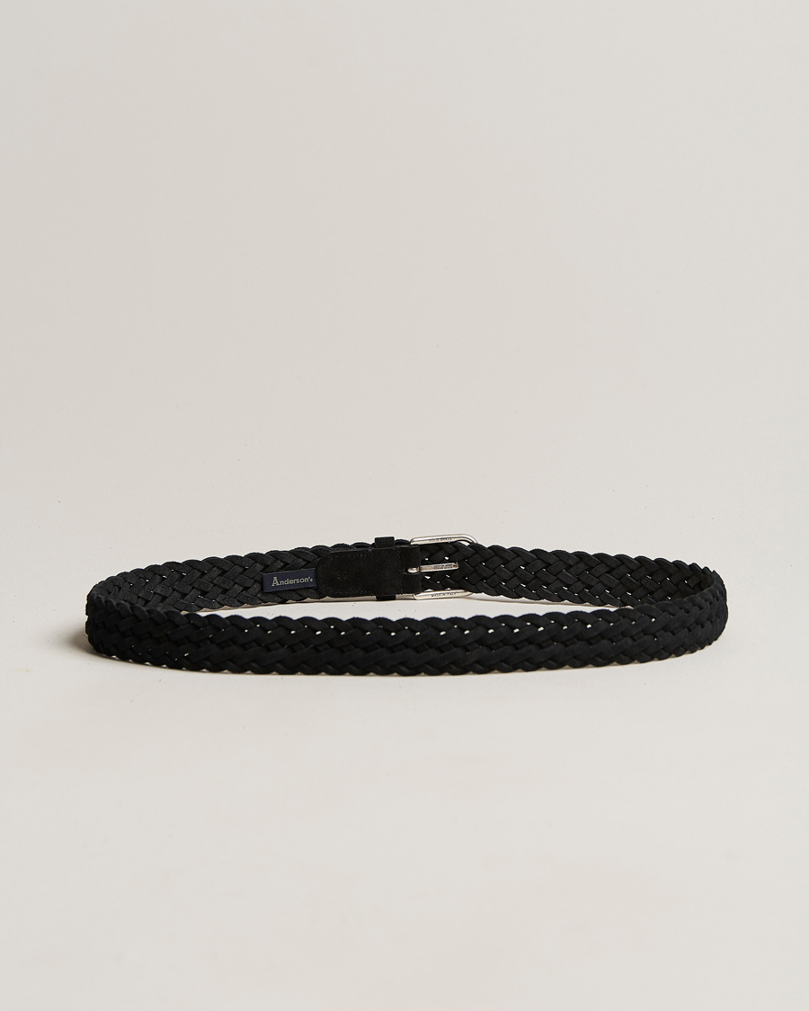 Heren |  | Anderson\'s | Woven Suede Belt 3 cm Black