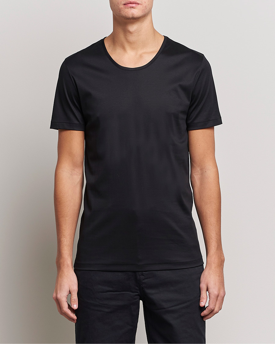 Heren |  | Zimmerli of Switzerland | Sea Island Cotton Crew Neck T-Shirt Black