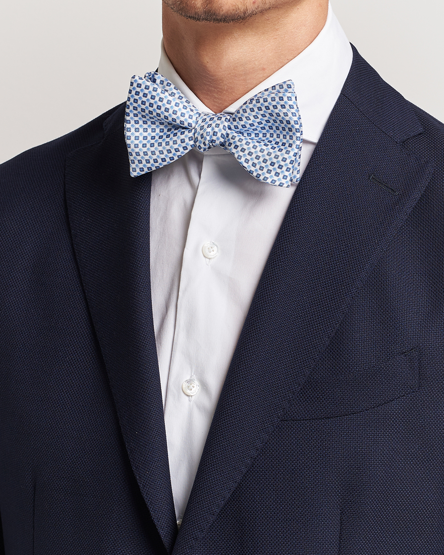 Heren |  | E. Marinella | Silk Bow Tie White/Blue