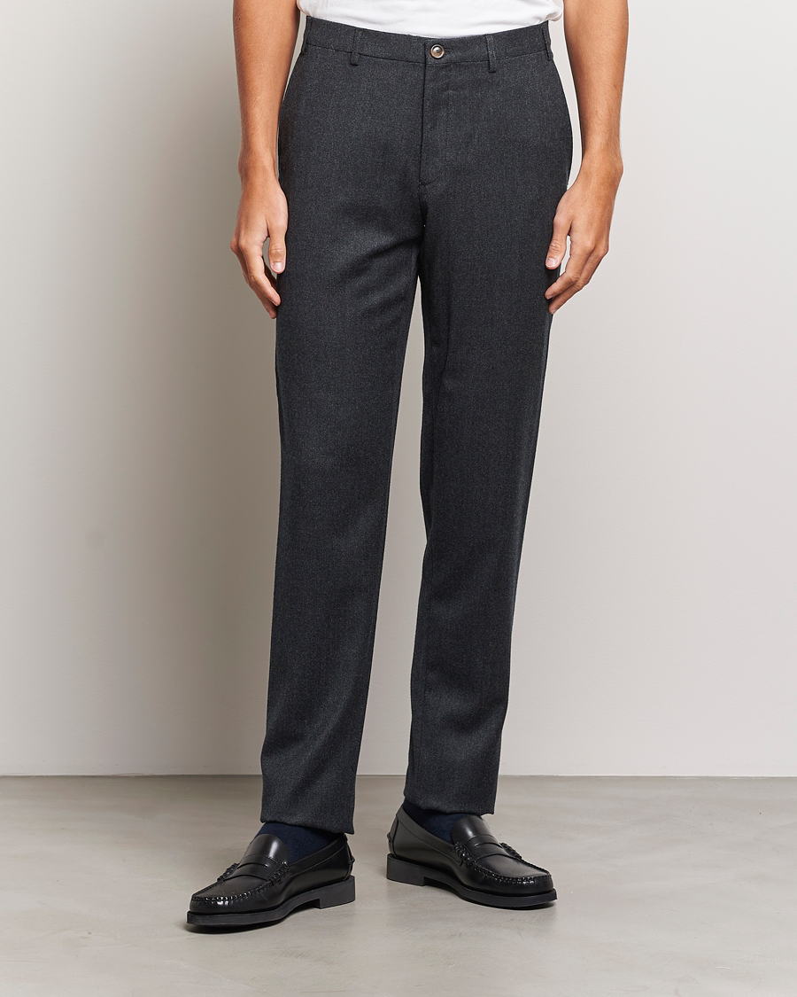 Heren |  | Canali | Slim Fit Washable Flannel Trousers Charcoal