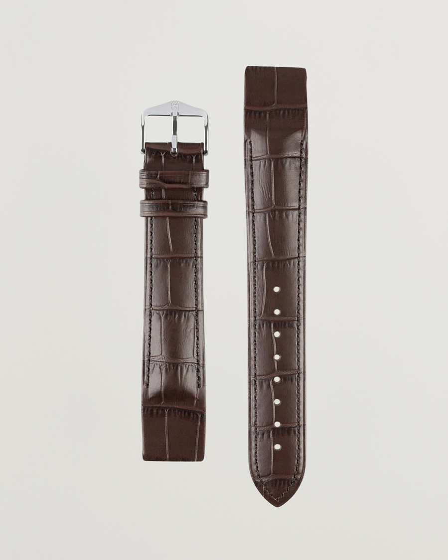 Heren |  | HIRSCH | Duke Embossed Leather Watch Strap Brown