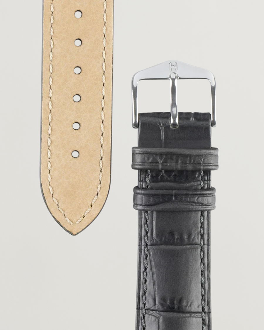Heren |  | HIRSCH | Duke Embossed Leather Watch Strap Grey