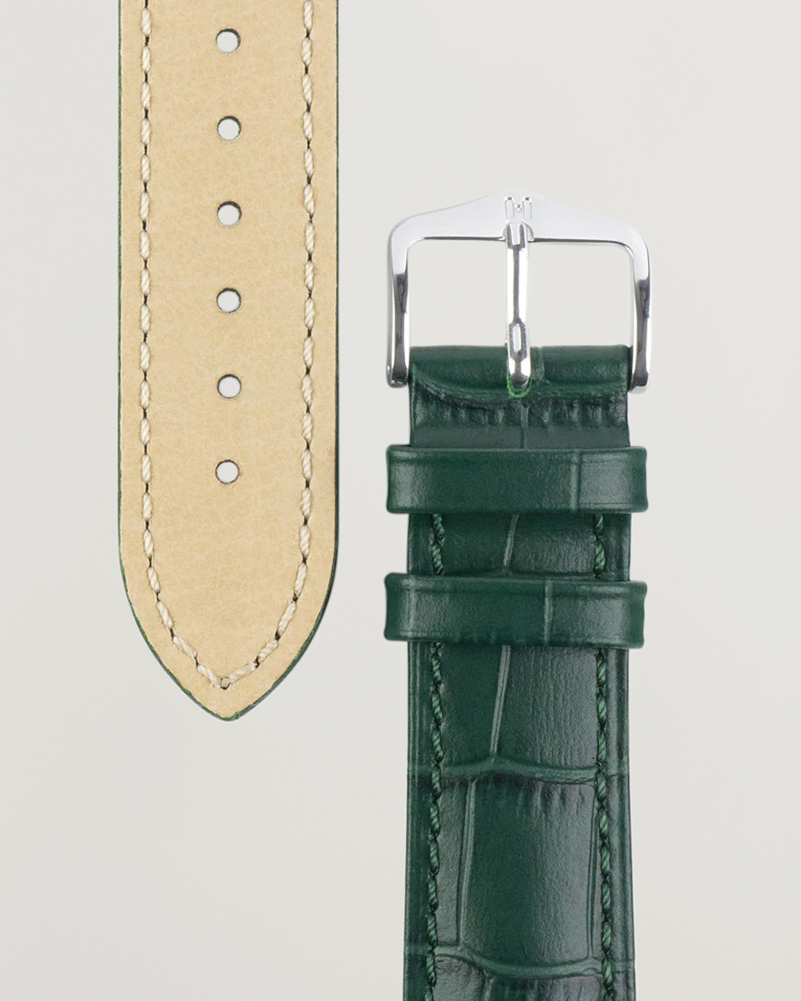 Heren |  | HIRSCH | Duke Embossed Leather Watch Strap Green