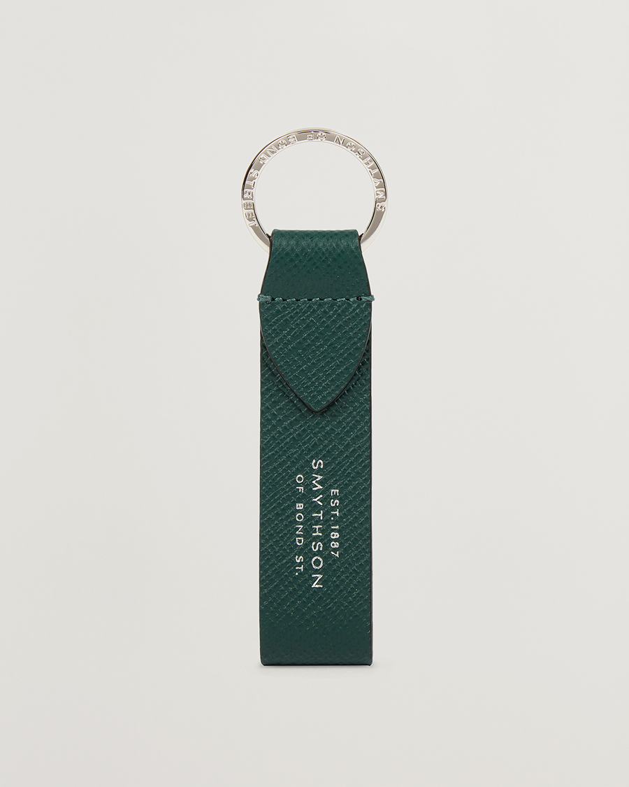 Heren | Sleutelhangers | Smythson | Panama Leather Keyring Forest Green