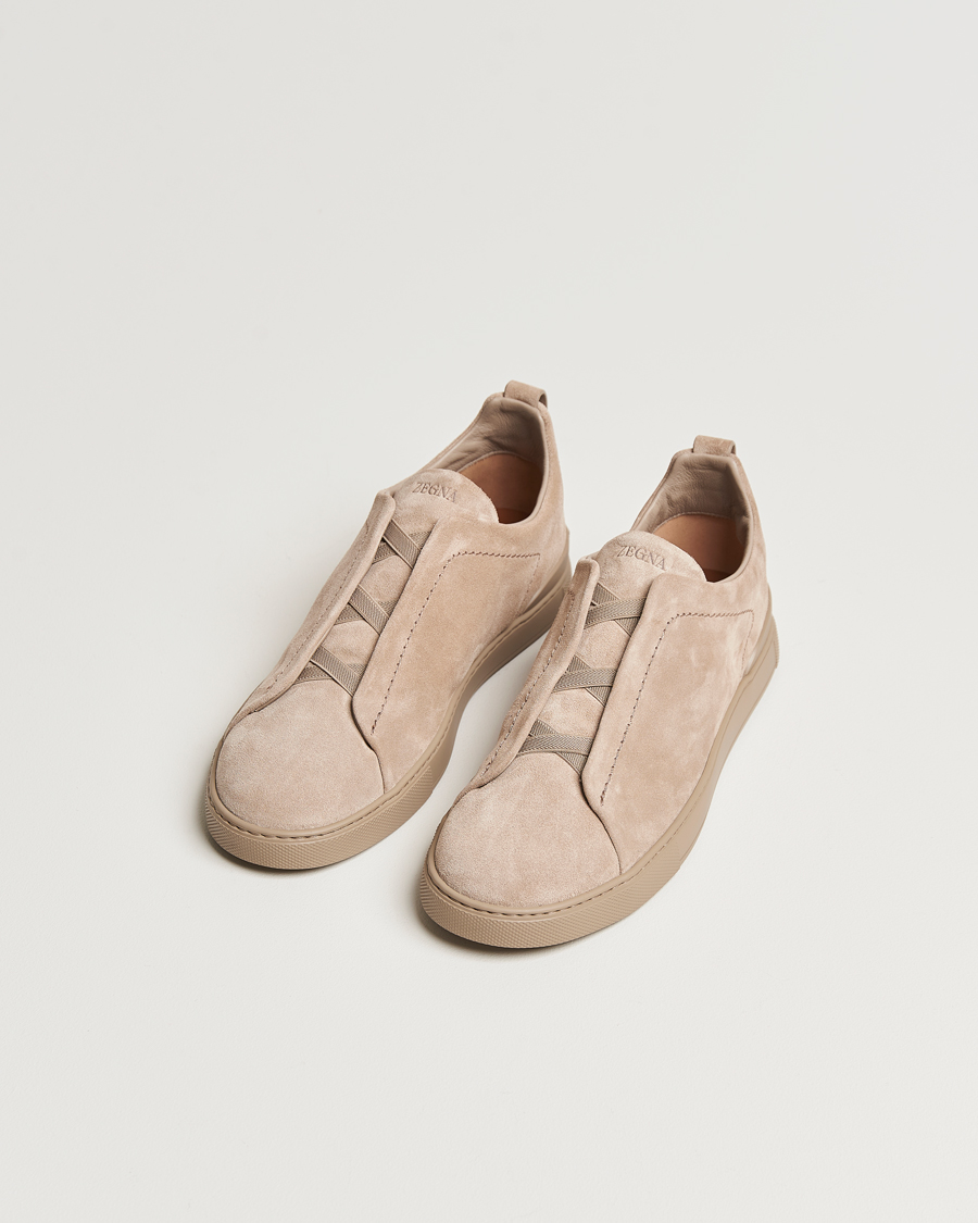 Heren |  | Zegna | Triple Stitch Sneakers Full Beige Suede