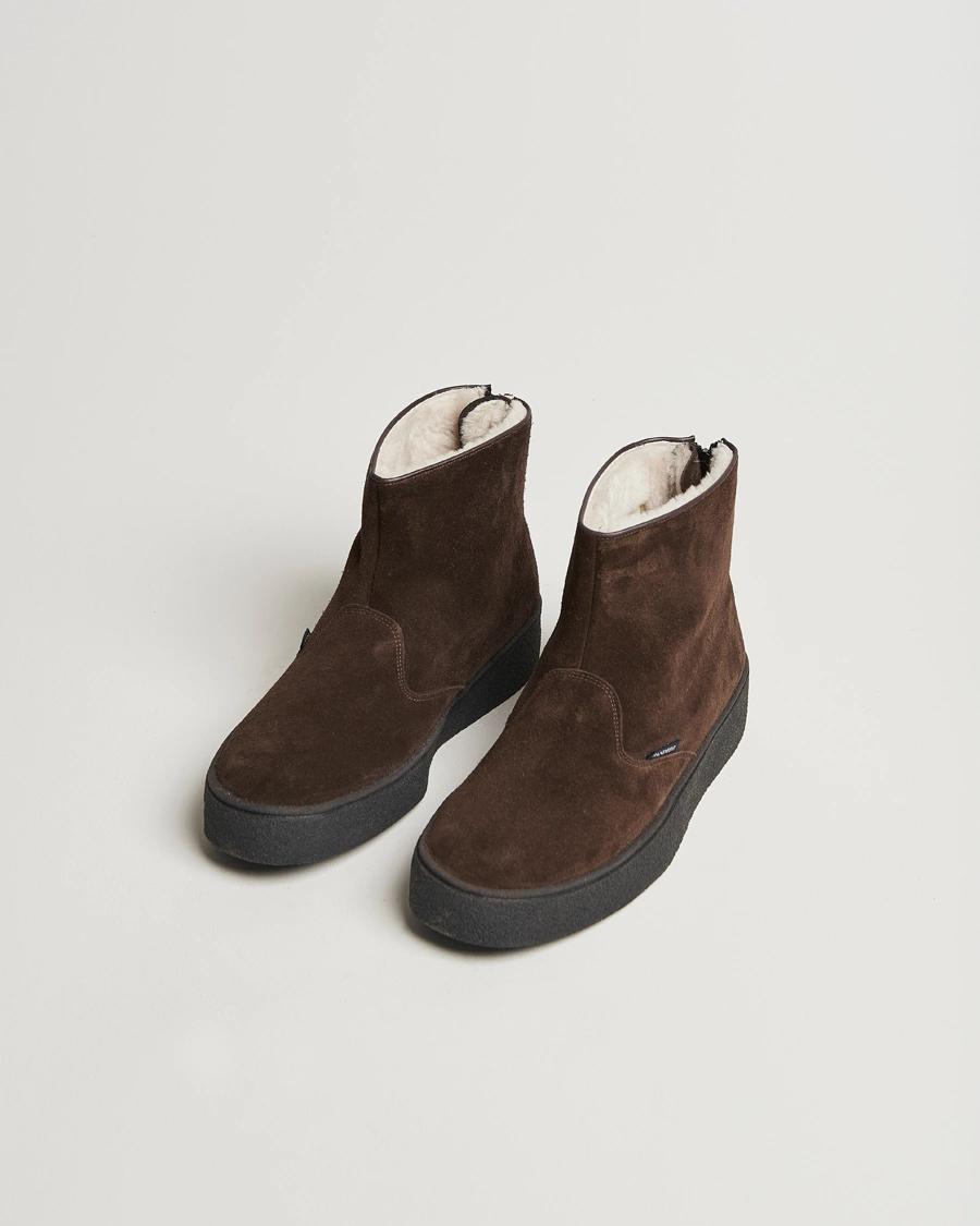 Heren |  | Sanders | Sherling Lined Curling Boot Chocolate Suede