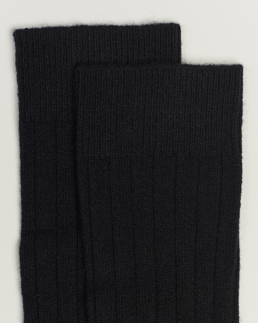 Heren |  | Bresciani | Wool/Cashmere Ribbed Socks Black