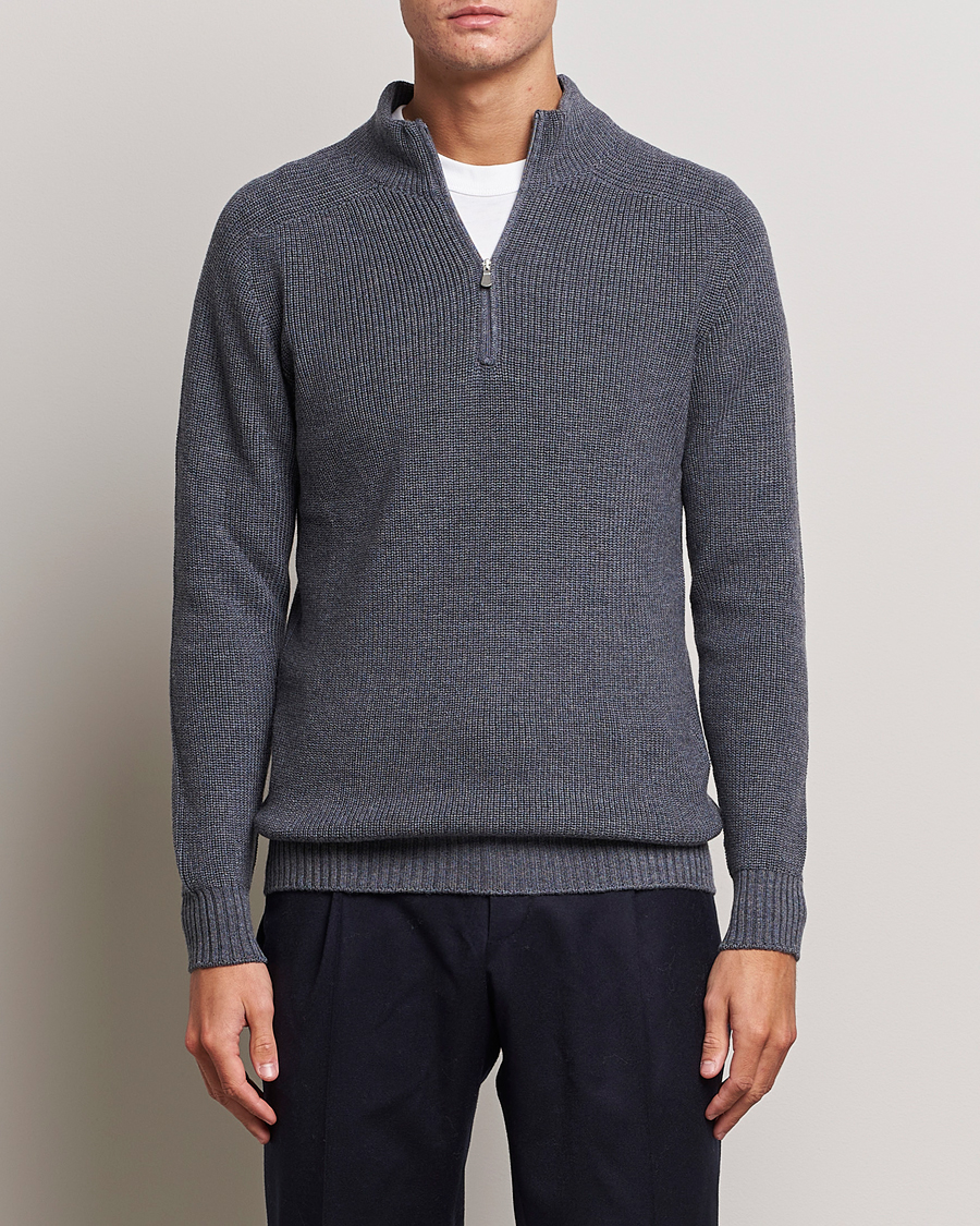 Heren |  | Gran Sasso | Rainwool Half Zip Grey Melange