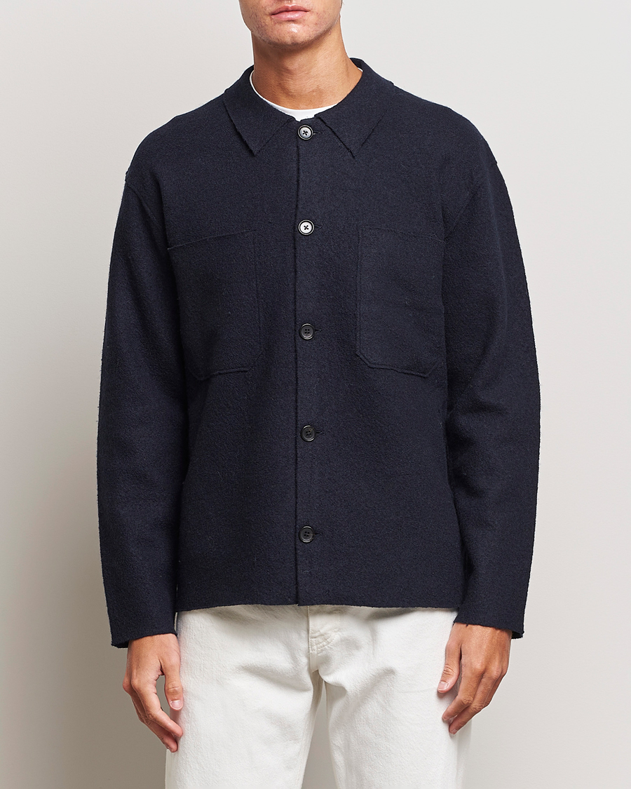 Heren |  | NN07 | Jonas Boiled Wool Cardigan Navy Blue