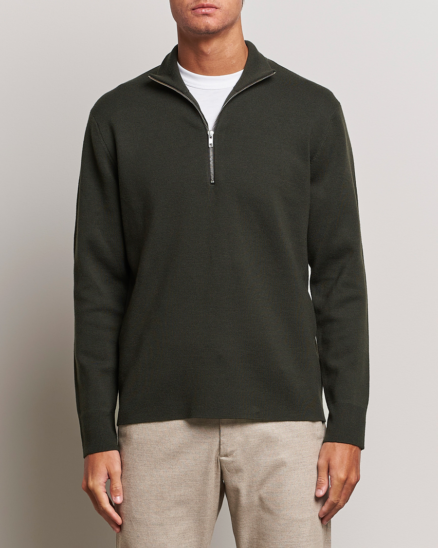 Heren |  | NN07 | Harald Cotton/Modal Half Zip Dark Army