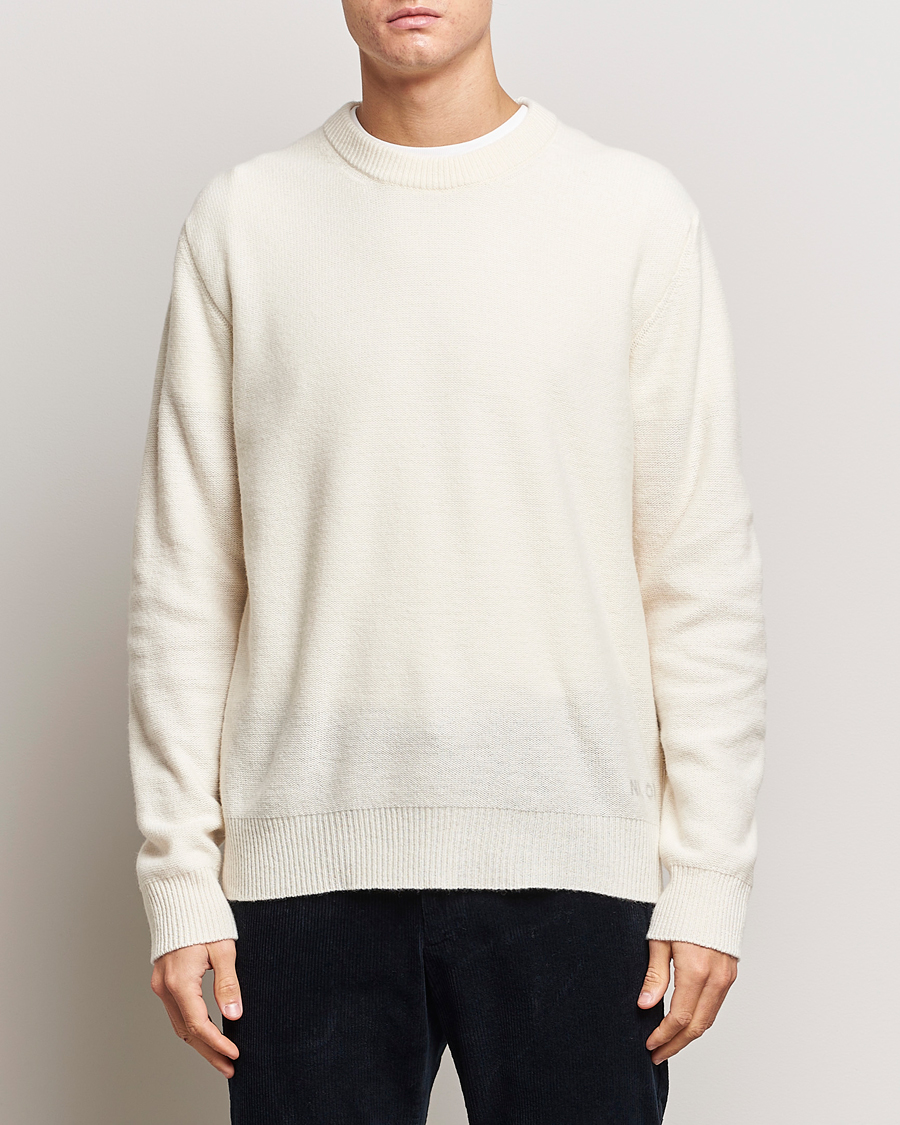 Heren |  | NN07 | Nigel Lambswool Knitted Crew Neck Ecru