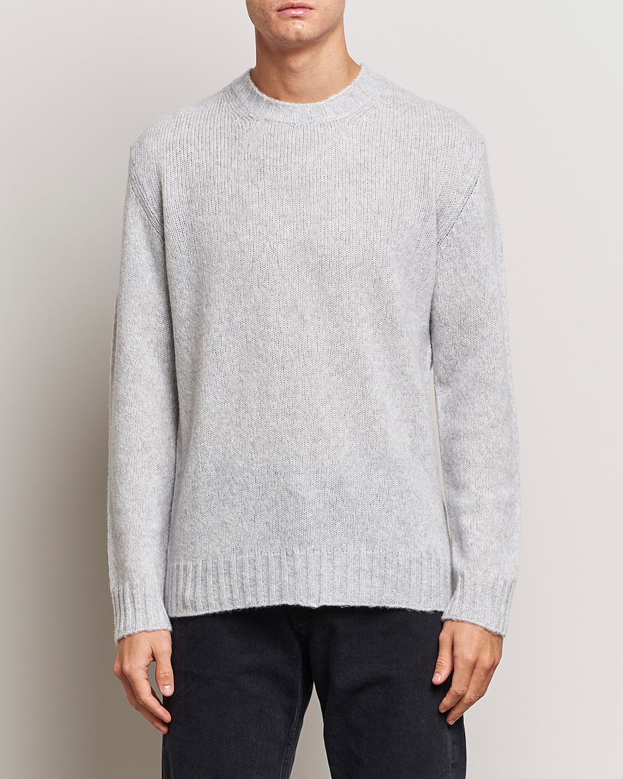 Heren |  | NN07 | Lee Brushed Wool Crew Neck Light Grey Melange