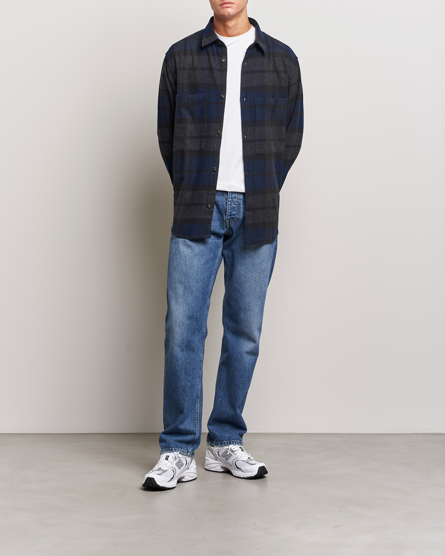 NN07 Freddie Checked Overshirt Navy/Grey