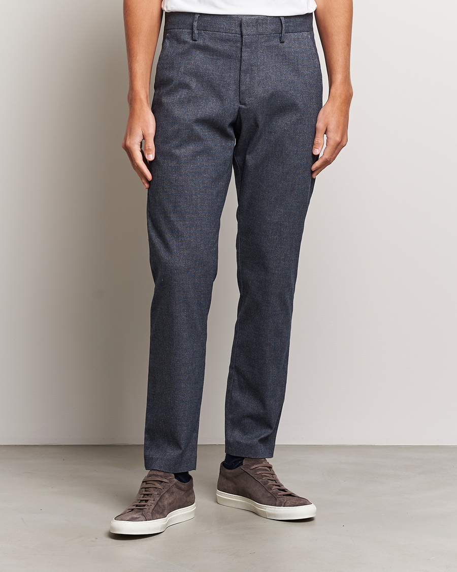 Heren |  | NN07 | Theo Brushed Cotton Trousers Navy Melange