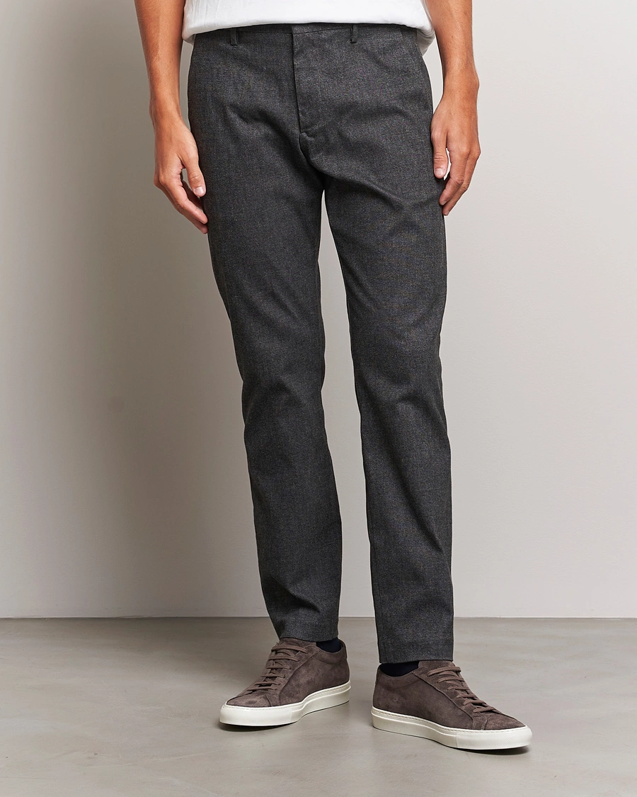 Heren |  | NN07 | Theo Brushed Cotton Trousers Black Melange