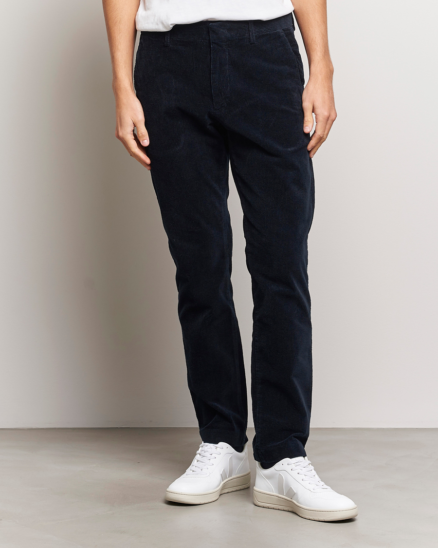 Heren |  | NN07 | Theo Regular Fit Corduroy Chinos Navy Blue