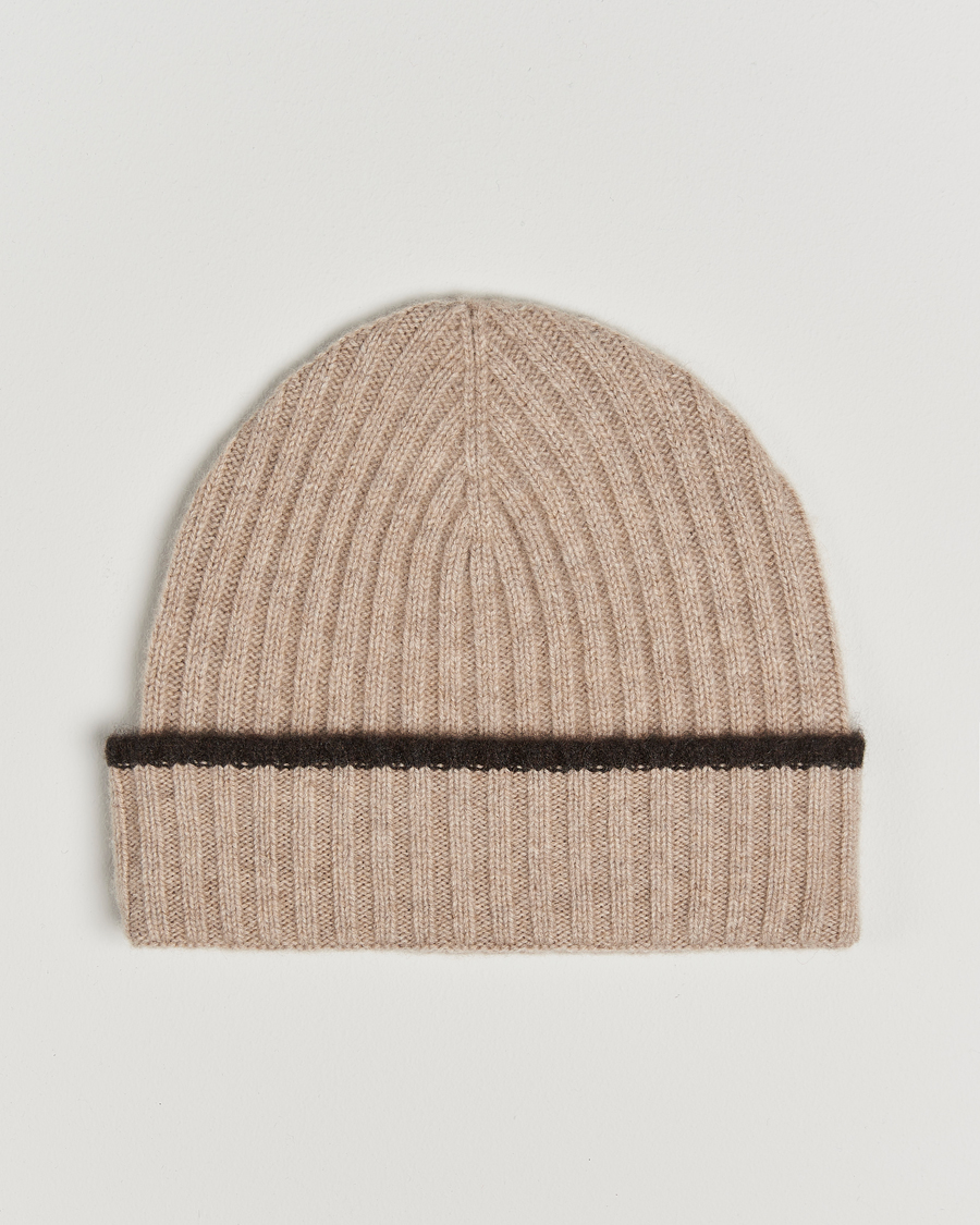 Heren |  | Amanda Christensen | Rib Knitted Cashmere Paspoal Cap Beige Melange