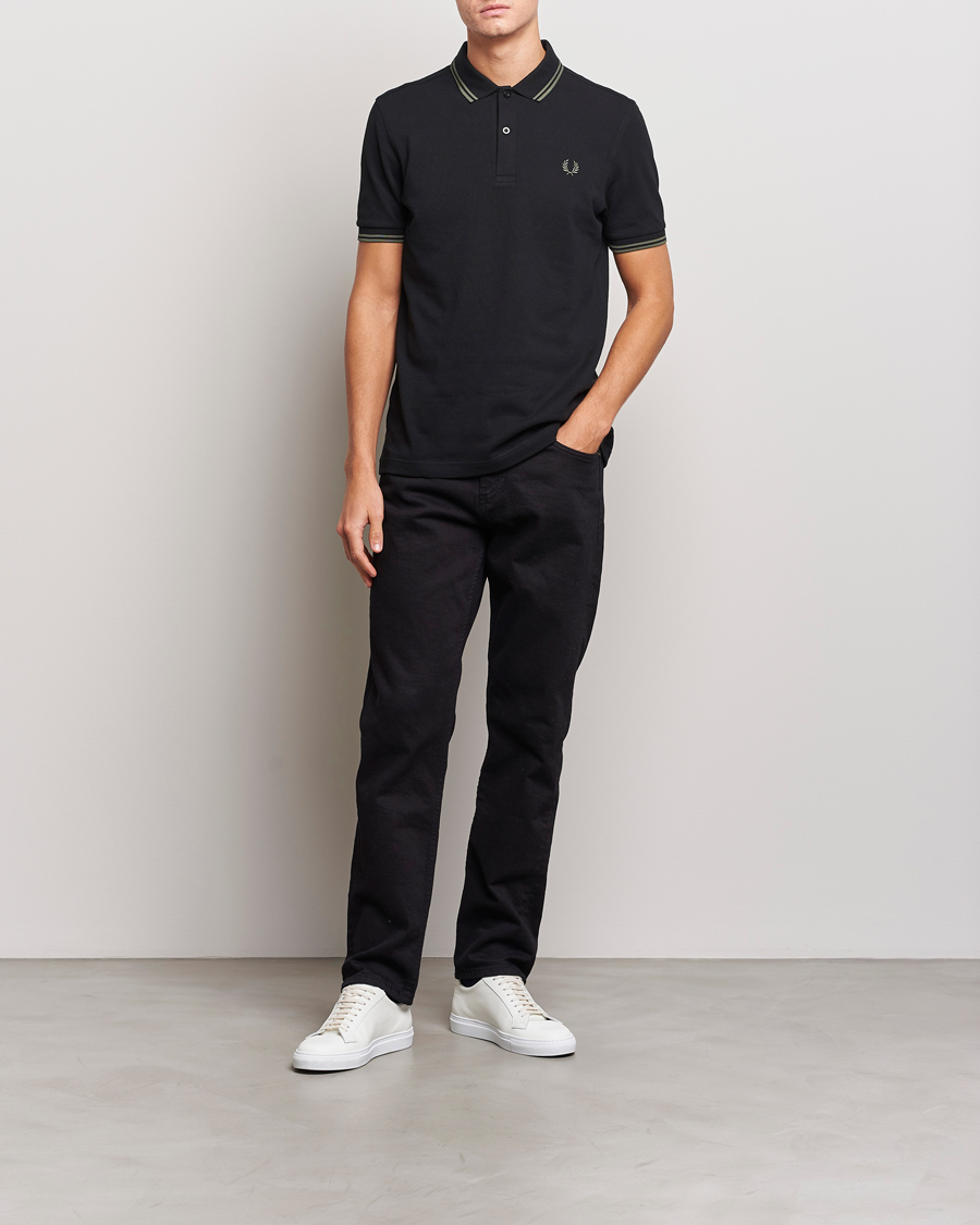 fred perry twin tipped polo t shirt black