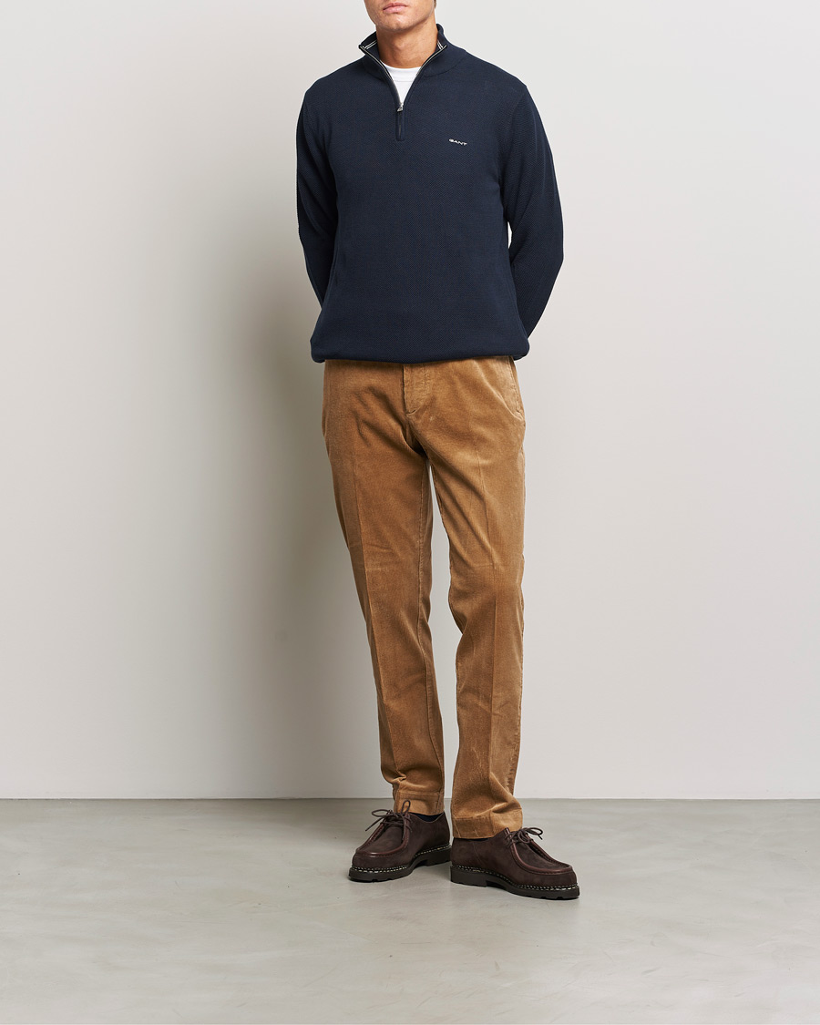 Heren | Truien | GANT | Cotton Pique Half Zip Evening Blue